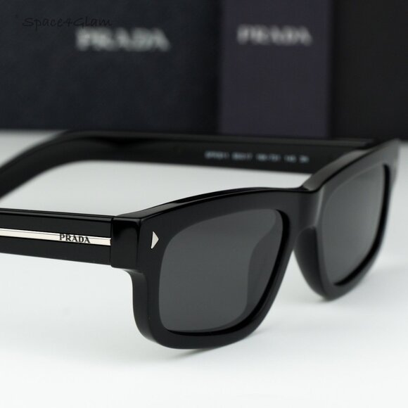 Prada Men Sunglasses Black Grey Rectangle PRB11S 16K731 NEW AUTHENTIC - Picture 4 of 10